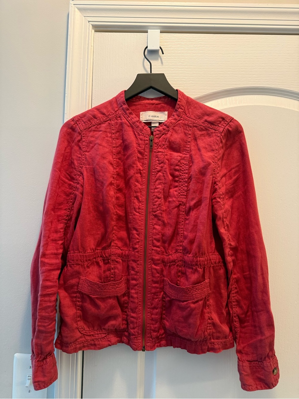 Caslon Cranberry Zip-Front Utility Jacket